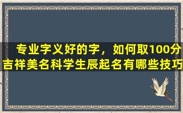 专业字义好的字，如何取100分吉祥美名科学生辰起名有哪些技巧