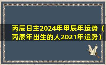 丙辰日主2024年甲辰年运势（丙辰年出生的人2021年运势）