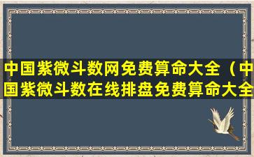 中国紫微斗数网免费算命大全（中国紫微斗数在线排盘免费算命大全）