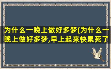 为什么一晚上做好多梦(为什么一晚上做好多梦,早上起来快累死了)