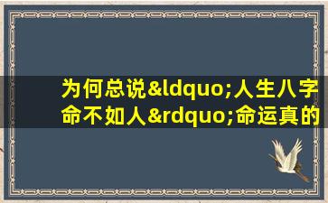 为何总说“人生八字命不如人”命运真的由天定吗