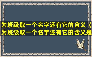 为班级取一个名字还有它的含义（为班级取一个名字还有它的含义是什么）