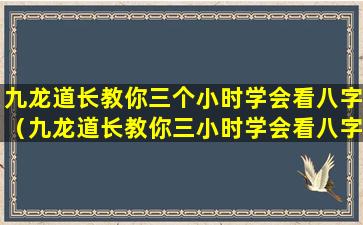 九龙道长教你三个小时学会看八字（九龙道长教你三小时学会看八字第3小时）