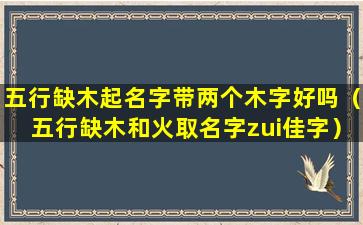 五行缺木起名字带两个木字好吗（五行缺木和火取名字zui佳字）