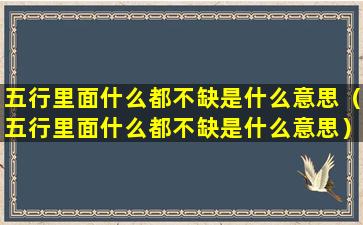 五行里面什么都不缺是什么意思（五行里面什么都不缺是什么意思）