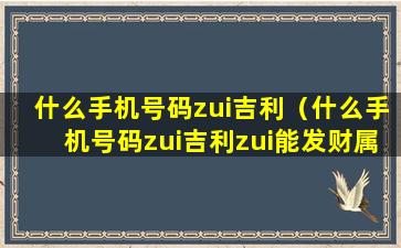 什么手机号码zui吉利（什么手机号码zui吉利zui能发财属蛇人zui吉利的手机号码）