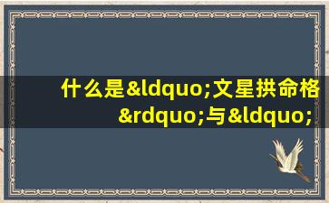 什么是“文星拱命格”与“日月反背格”