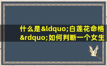 什么是“白莲花命格”如何判断一个女生是否拥有这种命格