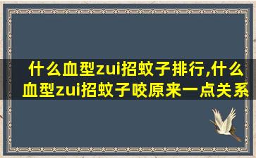 什么血型zui招蚊子排行,什么血型zui招蚊子咬原来一点关系都没有