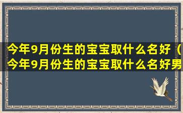 今年9月份生的宝宝取什么名好（今年9月份生的宝宝取什么名好男孩2023年）