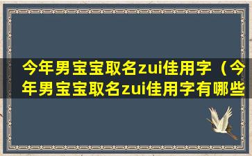 今年男宝宝取名zui佳用字（今年男宝宝取名zui佳用字有哪些）