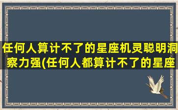 任何人算计不了的星座机灵聪明洞察力强(任何人都算计不了的星座）