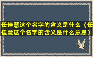 任佳慧这个名字的含义是什么（任佳慧这个名字的含义是什么意思）