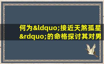 何为“接近天煞孤星”的命格探讨其对男性命运的影响