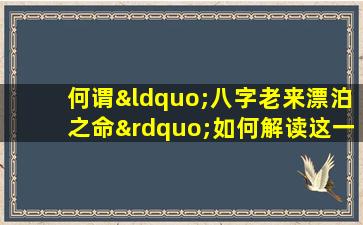 何谓“八字老来漂泊之命”如何解读这一命理现象