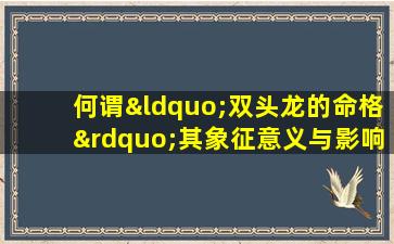 何谓“双头龙的命格”其象征意义与影响解析