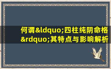 何谓“四柱纯阴命格”其特点与影响解析