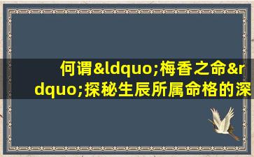 何谓“梅香之命”探秘生辰所属命格的深层含义