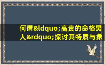 何谓“高贵的命格男人”探讨其特质与象征