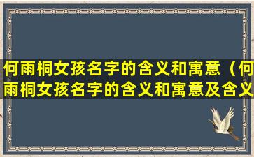 何雨桐女孩名字的含义和寓意（何雨桐女孩名字的含义和寓意及含义）