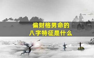 偏财格男命的八字特征是什么