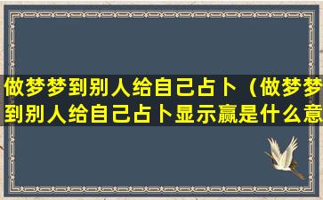 做梦梦到别人给自己占卜（做梦梦到别人给自己占卜显示赢是什么意思）