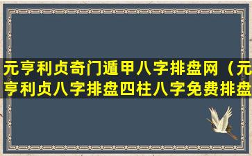 元亨利贞奇门遁甲八字排盘网（元亨利贞八字排盘四柱八字免费排盘）