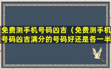 免费测手机号码凶吉（免费测手机号码凶吉满分的号码好还是各一半的号码）