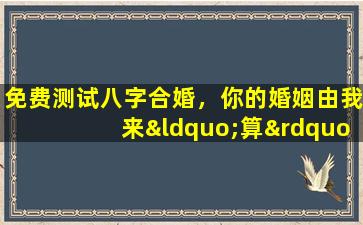 免费测试八字合婚，你的婚姻由我来“算”！