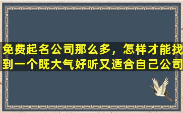 免费起名公司那么多，怎样才能找到一个既大气好听又适合自己公司的名字呢