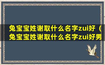 兔宝宝姓谢取什么名字zui好（兔宝宝姓谢取什么名字zui好男孩）