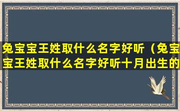 兔宝宝王姓取什么名字好听（兔宝宝王姓取什么名字好听十月出生的）