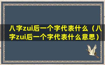 八字zui后一个字代表什么（八字zui后一个字代表什么意思）