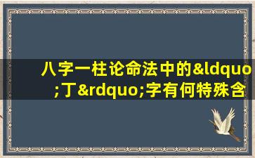 八字一柱论命法中的“丁”字有何特殊含义