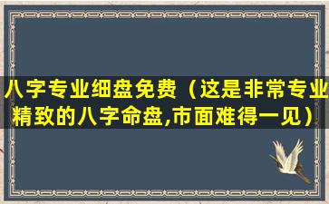 八字专业细盘免费（这是非常专业精致的八字命盘,市面难得一见）