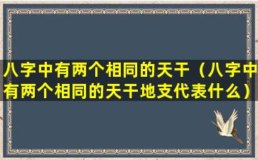 八字中有两个相同的天干（八字中有两个相同的天干地支代表什么）