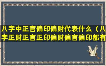 八字中正官偏印偏财代表什么（八字正财正官正印偏财偏官偏印都有）