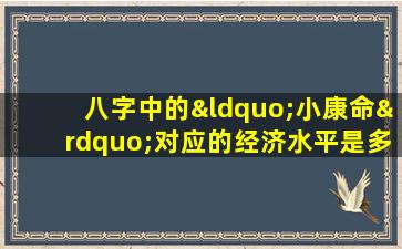 八字中的“小康命”对应的经济水平是多少