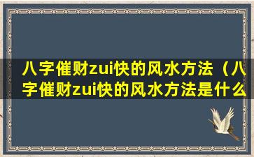 八字催财zui快的风水方法（八字催财zui快的风水方法是什么）