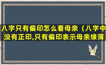 八字只有偏印怎么看母亲（八字中没有正印,只有偏印表示母亲缘薄）