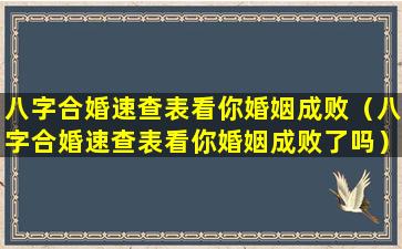 八字合婚速查表看你婚姻成败（八字合婚速查表看你婚姻成败了吗）