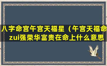 八字命宫午宫天福星（午宫天福命zui强荣华富贵在命上什么意思）