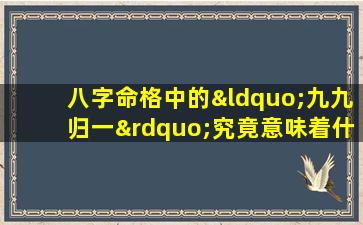 八字命格中的“九九归一”究竟意味着什么