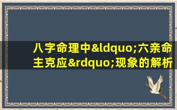 八字命理中“六亲命主克应”现象的解析与探讨