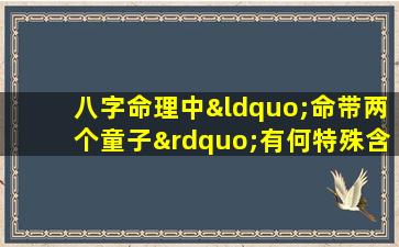 八字命理中“命带两个童子”有何特殊含义