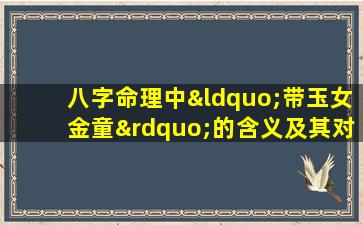 八字命理中“带玉女金童”的含义及其对个人命运的影响是什么