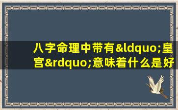 八字命理中带有“皇宫”意味着什么是好是坏