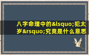 八字命理中的‘犯太岁’究竟是什么意思