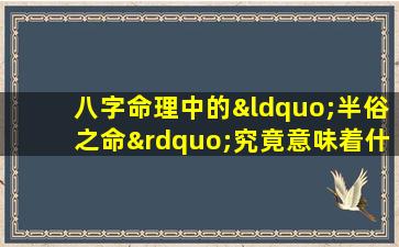 八字命理中的“半俗之命”究竟意味着什么