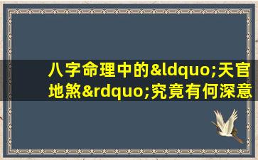 八字命理中的“天官地煞”究竟有何深意